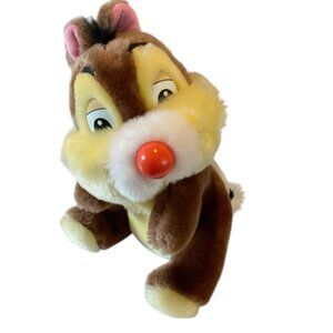 DISNEY Vintage Chipmunk Dale Plush Toy Chip n Dale Disneyland 9" Red Nose
